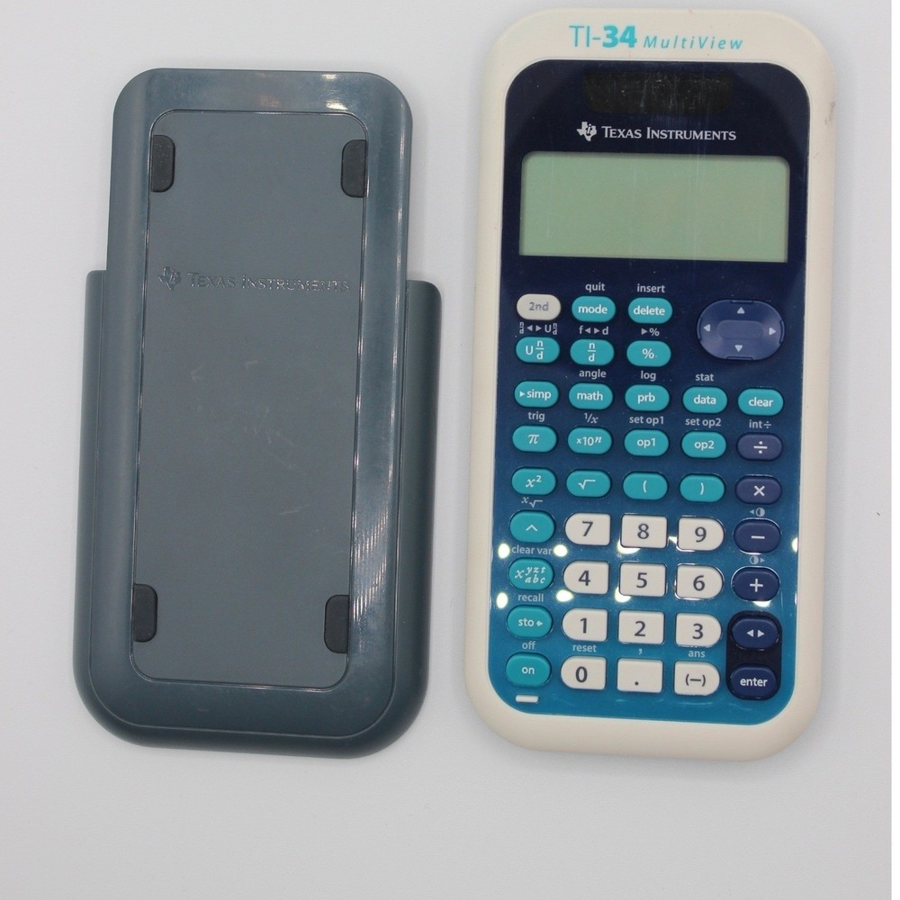 Texas Instruments TI-34 MultiView Scientific Calculator White Blue with Case